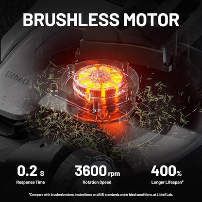 Litheli Lawn Mower 18" Electric Self Propelled for Garden Yards, Lightweight Cordless Lawn Mower Brushless with 6-Position Height Adjustment, 2 x 20V 4.0Ah Battery