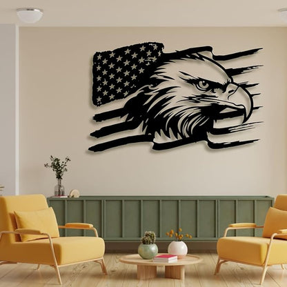 American Eagle Metal Wall Art, US Large Eagle Wall Sign, Fourth of July Independence Day Flag, Patriotic Gift (41x26 Inches / 105x66cm, Style 2)