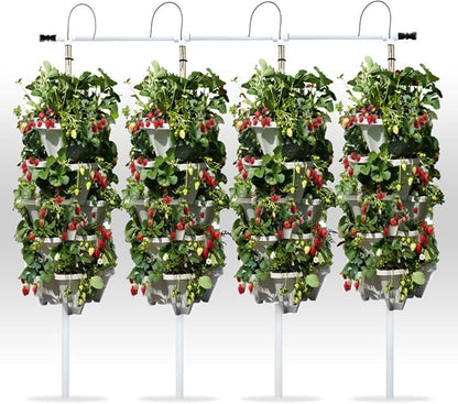 Vertical Gardening Stackable Planter - Build Simple Stacking Gardens or Efficient Commercial Farms - Grow More Strawberries, Herbs, Vegetables & Flowers in Less Space - US Made Pots (Medium, Stone)