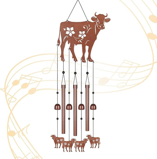 Metals Cow Wind Chimes for Outside to Create a Zen Atmosphere Suitable for Outdoor Garden Patio Home Decor,Melodious Melodic Tones Wind Chimes Suitable as A Birthday Gift for Women Mom