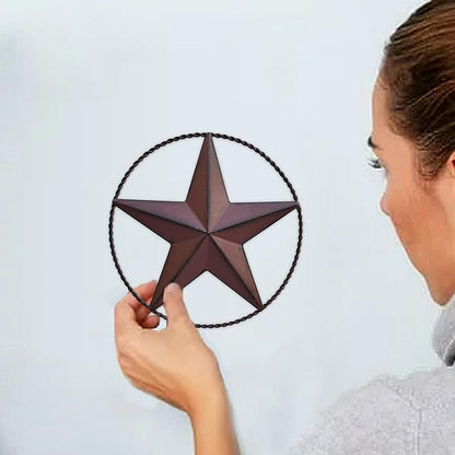 JoyEvy 6.5" Red Metal Barn Star Wall Décor - Wall Art for Farmhouse, Western, Rustic Homes - Outside or Inside of House Decorations