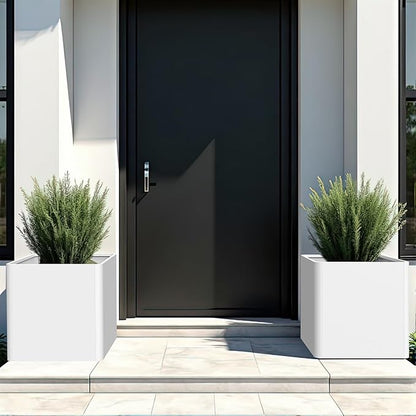 Large Outdoor Planter 26" L x 26" W x 26" H,Metal Square Planter for Outdoor Plants,Heavy Duty Modern Flower Plant Pot for Porch/Patio/Garden