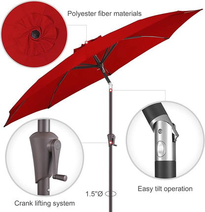 10ft Outdoor Patio Umbrella - Table Umbrella Waterprool UV Protection, Sombrillas de Patio with Push Button Tilt&Crank, Sun Umbrella for Pool, Porch, Garden, Deck, Backyard(Red)