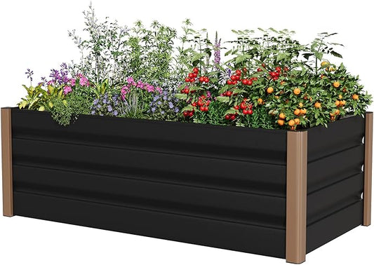 Garvee Large Aluminum Raised Garden Bed 6.5' x 2.5' x 16", Open-Bottom Jumbo Size for Serious Gardening, with Rounded Safety Corners & Anti-Cut Trim, Outdoor Planter Box Kit, Gray