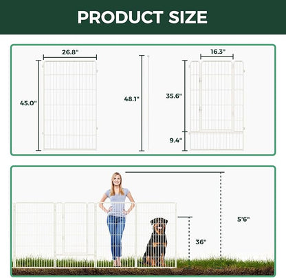 FXW Garden Fence Outdoor for The Yard – 45in(H) x 72.9ft(L) Heavy Duty Metal Animal Barrier for Dog and Rabbit, Decorative Dog Fence, 32 Panels, White