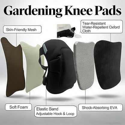 Work Knee Pads Made of Tear Resistant Oxford Cloth and Durable Rubber Waterproof and Breathable Suitable for Mechanical Repairs and Yard Work with Adjustable Straps