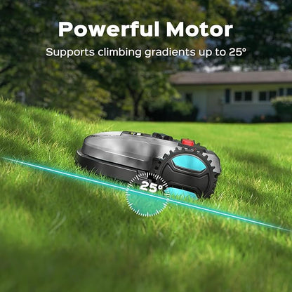 2026 New Robot Lawn Mower with App Control – Features Adjustable Cutting Height, Auto-Charging, Obstacle Detection and Brushless Motor for Lawns Up to 1/8 Acre, Dark Gray