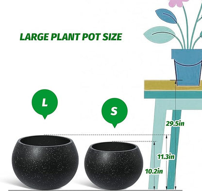 11.3 H x 13.4 " Dia Round Self Watering Pots, Self Watering Pots for Indoor Plants, Plant Pots with Built-in Drainage and Water Level Monitor, for Patio, Porch, Living Room, or Home Office - White Dot