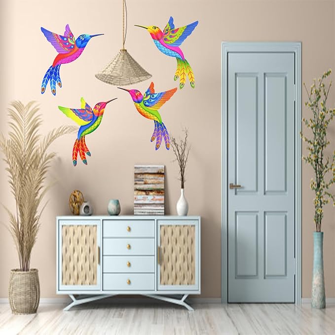 Metal Yard Art Garden Decor for Outside Wall Sculpture Fence Decorations Outdoor - (Set of 4,ColorA)