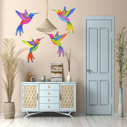 Metal Yard Art Garden Decor for Outside Wall Sculpture Fence Decorations Outdoor - (Set of 4,ColorA)
