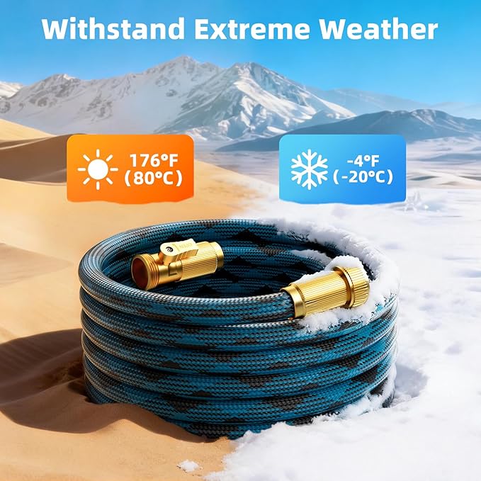 Garden Hose, Non-Expandable Water Hose 25 ft, Flexible, Kink & Leak Proof Water Pipe with 10-Function Spray Nozzle, Lightweight Outdoor Hose for Yard, Lawn, Car Wash, RV and Home Use