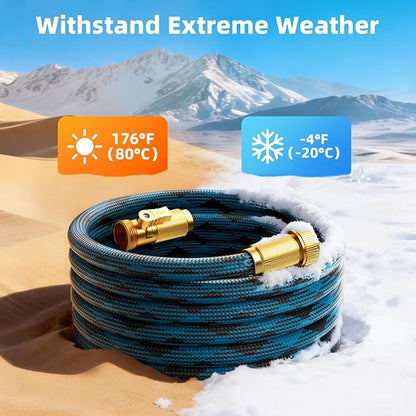 Garden Hose, Non-Expandable Water Hose 125 ft, Flexible, Kink & Leak Proof Water Pipe with 10-Function Spray Nozzle, Lightweight Outdoor Hose for Yard, Lawn, Car Wash, RV and Home Use