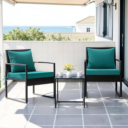 MIULEE Turquoise Outdoor Chair Cushion 24x24 Inch for Patio Furniture Linen Textured Waterproof & 3 Year Color Fastness Seat and Back Couch Cushion with Ties No Slip Design