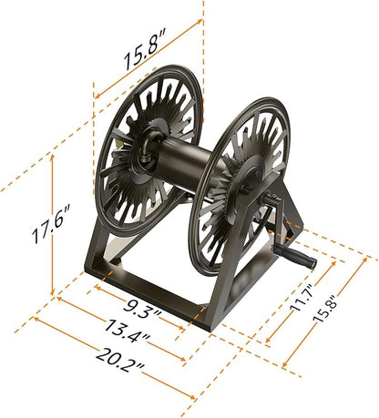 GOFORWILD Heavy-Duty Decorative Garden Hose Reel - Wall/Floor Mount with 200-Ft Capacity for 5/8 Hose Outdoor Hose Holder Winder for Lawn, Yard & Garden Storage
