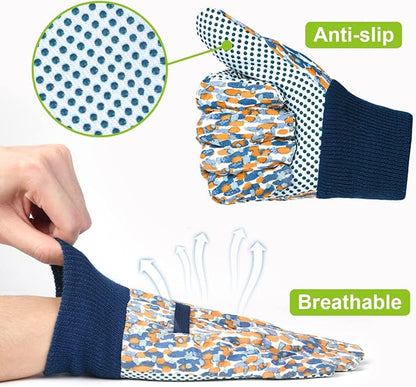 Ainiv Floral Gardening Gloves for Women/Ladies, Non-Slip Garden Work Gloves,Breathable Yard Work Glove Light Working Gloves