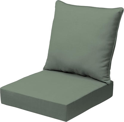 Arden earthFIBER Outdoor Deep Seat Cushion Set, 24 x 24, Rain-Proof, Fade Resistant, Deep Seat Bottom and Back Cushion for Chair, Sofa Sage Green Texture