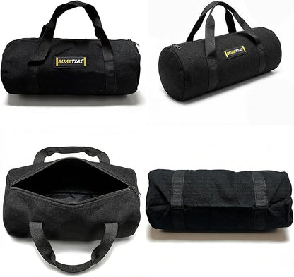 14 Inch Small Tool Bags for Men, Wide Mouth Zipper Tool Storage Bag, Large Capacity Canvas Tool Tote Bag, Multi-Function Tool bag for Storage Wrenches, Screwdrivers, Repair Tools (Black)