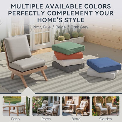 Outdoor Chair Cushions 3 Packs - Outside Durable Thick Replacement Back and Seat Cushion 22x24 with Zipper Cover for Patio Glider Rocking Chairs Loveseat Couch – Beige/Regular
