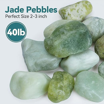 40lbs Jade Pebbles for Indoor Plants, 2-3 Inch Plant Rocks for Pots Indoor, Decorative Garden Rocks Outdoor Landscaping, Polished Natural Stone for Walkways, Yard, Vases, Crafts