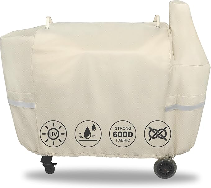 QuliMetal Grill Cover for Pit Boss Austin XL/Rancher XL 1000S, 1000SC, 1000SQ, 1000SC2, 1100 Pro, 1000/1100/1150 Series, Z Grill 1000 Series Wood Pellet Grills, Heavy Duty, 600D, Beige
