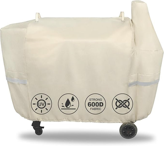QuliMetal Grill Cover for Pit Boss Austin XL/Rancher XL 1000S, 1000SC, 1000SQ, 1000SC2, 1100 Pro, 1000/1100/1150 Series, Z Grill 1000 Series Wood Pellet Grills, Heavy Duty, 600D, Beige