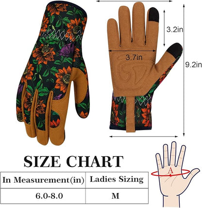 Leather Gardening Gloves for Women Thorn Proof Garden Gloves Touch Screen Working Gloves Gifts,M