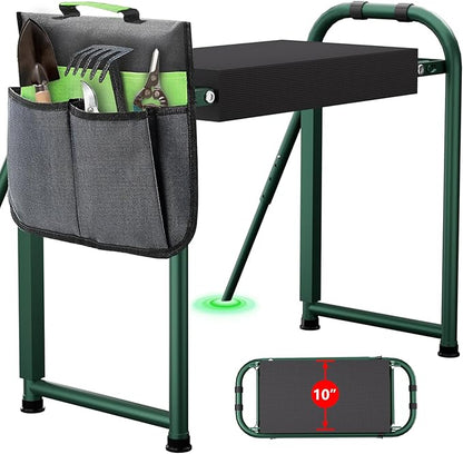 seasky Foldable Garden Kneeler and Seat, Anti-Tipping Heavy Duty 400 lbs Capacity, Widened Thick Soft Kneeling Pad, Gardening Stool with Tool Bag, Gifts for Women Seniors Parents