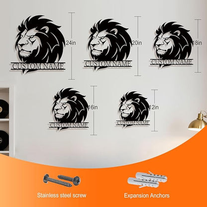 Personalized Metal Lion Name Sign – Custom Wall Art with Majestic Animal Design, Durable Outdoor & Indoor Home Decor – Unique Housewarming & Wedding Gift for Couples, Families, and Friends Style5