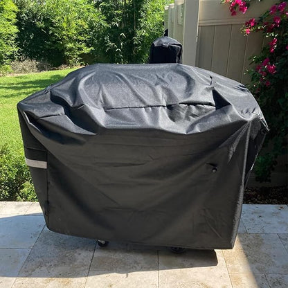 Pellet Grill Cover for Camp Chef Smoker, Upgraded Full-Length Heavy Duty Waterproof Anti-UV Cover for Woodwind Pro 24 PG24SE PG2424SGB SmokePro DLX 24 PG24MZG PG24WWSB, for Camp Chef 24 with Sidekick