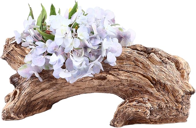 Pilipane Artificial Driftwood Planter Realistic Resin Succulent Planter Vintage Tree Root Stump Log Like Flower Container Pot for Home Garden Decoration Indoor Outdoor Use