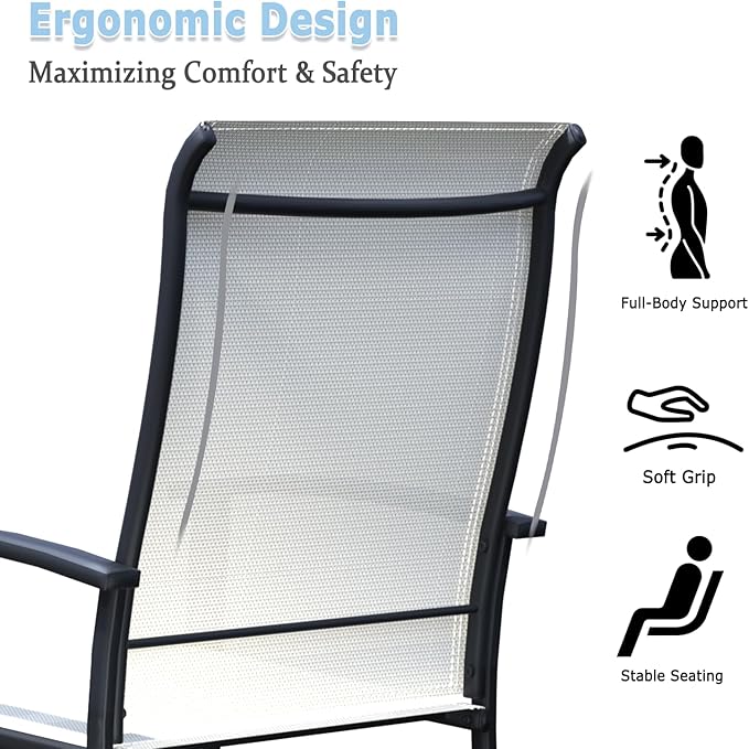 Patio Dining Chairs Set of 6, Outdoor Dining Chairs with High Back, Metal Outdoor Chair Set with Comfort and Durability, Patio Chair for Deck Lawn Kitchen Garden Backyard, Oyster Beige