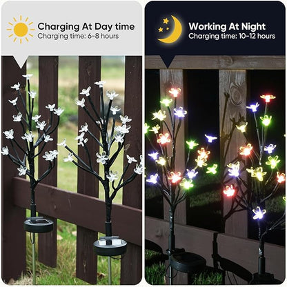 Solar Garden Lights Garden Decor, Solar Flowers Outdoor Decorative,2Pack 40LED Fairy Solar Lights Outdoor Waterproof Outside Yard,Patio,Pathway Decorations,Gardening Gifts for Women Mom
