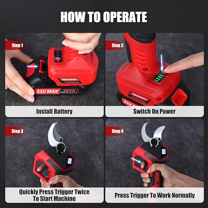 (Upgraded Version) Electric Pruning Shears, Large 2.75 inch Cutting Diameter Brushless Motor Cordless Pruning Shears with LED Display, Battery Pruners with Replacement SK7 Blades, 2Pcs Batteries