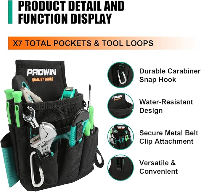 Prowin Organizer Pocket Attachment Durable Electrician West Belt Tool Waist Bag Tool Belt Carpenter Tool Belt