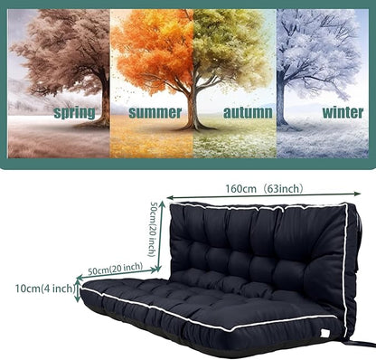 Replacement Cushions for Swing, Swing Cushions 3 Seater Replacement, Waterproof Thicken Washable Pad Cushion for Outdoor Indoor Furniture Swing Patio (Navy, 40x63 inch)