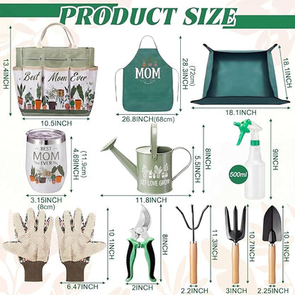 Reginary 11 Pcs Mother's Day Gardening Gifts Mom Watering Can Set Include Garden Tool Garden Tools Tote Trigger Sprayer Soil Mat Apron Tumbler Pruning Shears Glove for Women Plant Enthusiast Present
