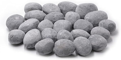 Stanbroil 24pcs Light Weight Ceramic Fiber Pebble Stones for Fire Pit and Fireplace - Grey