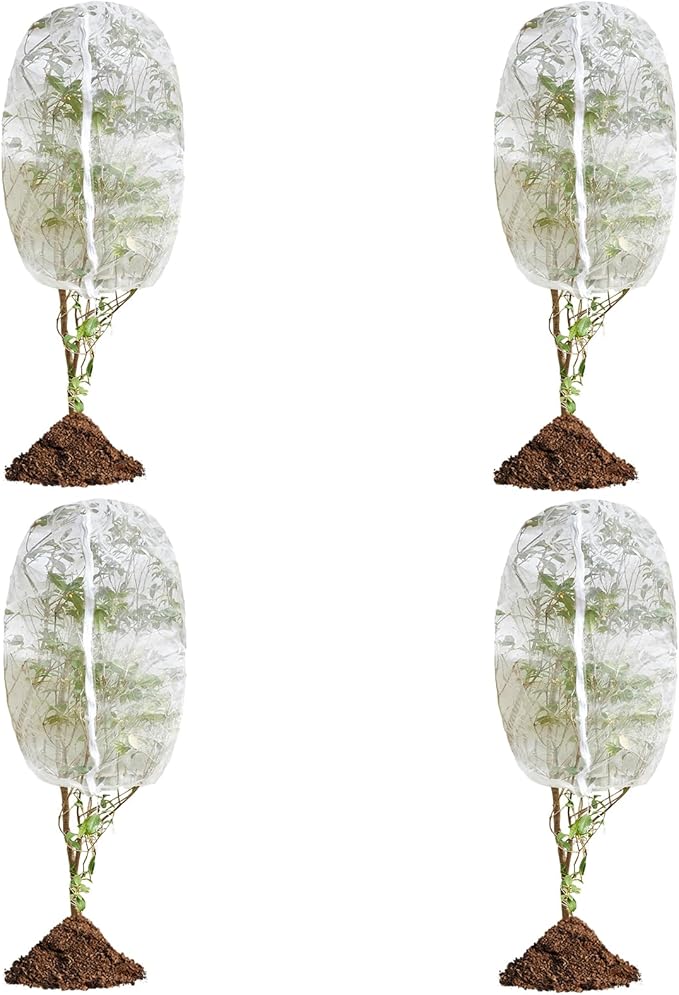 4 Pack Fruit Tree Netting Covers with Zipper & Drawstring – 5.9x5.9FT Ultra-Fine Mesh Garden Netting – Insect & Bird Barrier for Tree, Plant & Crop Protection