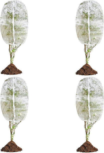 4 Pack Fruit Tree Netting Covers with Zipper & Drawstring – 5.9x5.9FT Ultra-Fine Mesh Garden Netting – Insect & Bird Barrier for Tree, Plant & Crop Protection
