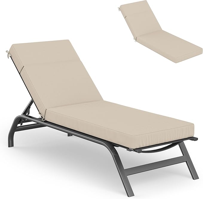 Chaise Lounge Cushions Outdoor, 80" L X 26" W X 4" D Lounge Chair Cushions for Outdoor Furniture, High-Density Foam Outdoor Chaise Cushion-Waterproof Fade-Resistant ThickPatio lounge chair cushion