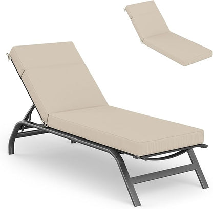 Chaise Lounge Cushions Outdoor, 80" L X 26" W X 4" D Lounge Chair Cushions for Outdoor Furniture, High-Density Foam Outdoor Chaise Cushion-Waterproof Fade-Resistant ThickPatio lounge chair cushion