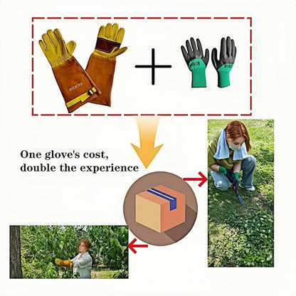 Womens/Mens Gardening Gloves for Rose and Cactus Handling,Cow Leather Garden Gloves Women/Men Thorn Proof
