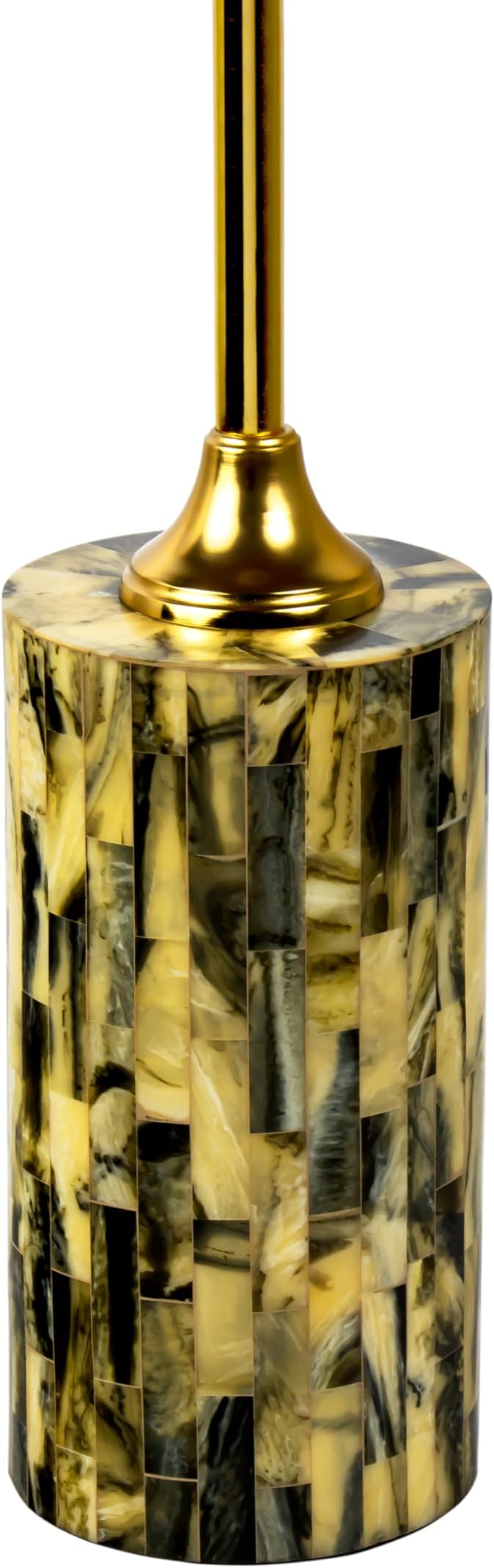 JONATHAN Y END1001A Hedda 23.5" Contemporary Glam Metal/Resin Faux Stone Round End Table, Yellow/Black Drink Table for Living Room, Bedroom, Office, Bathroom