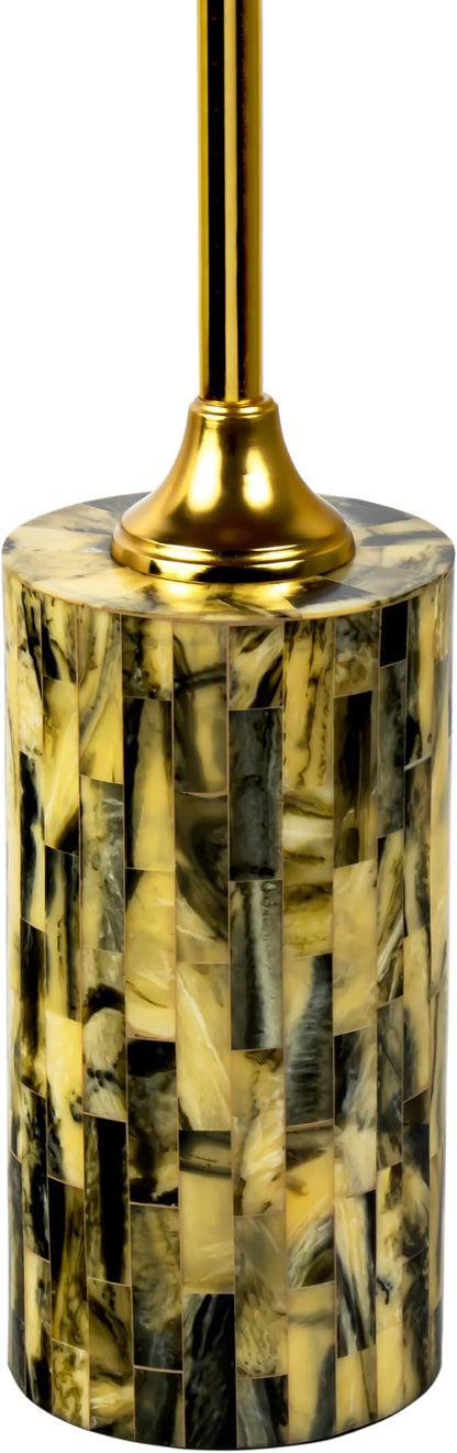 JONATHAN Y END1001A Hedda 23.5" Contemporary Glam Metal/Resin Faux Stone Round End Table, Yellow/Black Drink Table for Living Room, Bedroom, Office, Bathroom