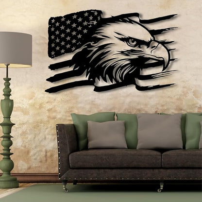 American Eagle Metal Wall Art, US Large Eagle Wall Sign, Fourth of July Independence Day Flag, Patriotic Gift (41x26 Inches / 105x66cm, Style 2)
