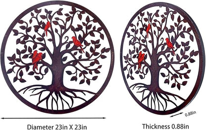 CHINDEUISYUT 23 Inches Tree of Life Wall Art Metal, Large Metal Tree of Life Wall Decor Wall Hanging for Living Room Bedroom Garden Porch Patio Office Home Decor, 23in x 23in x 0.88 in