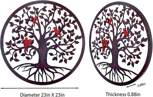 CHINDEUISYUT 23 Inches Tree of Life Wall Art Metal, Large Metal Tree of Life Wall Decor Wall Hanging for Living Room Bedroom Garden Porch Patio Office Home Decor, 23in x 23in x 0.88 in