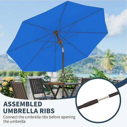 PatioKingdom 11FT Patio Umbrella,Outdoor Umbrella with Push Button Tilt and Crank,Market Table Umbrella with 8 Sturdy Fiberglass Ribs UV Protection(Royal Blue, 11FT)