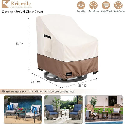 Outdoor Swivel Rocker Chair Cover 2Pack, Waterproof Rocking Chair Covers, All-Weather Protection Outdoor Lawn Patio Furniture Covers for Patio Chair 35" W x 38" D x 32" H, Beige