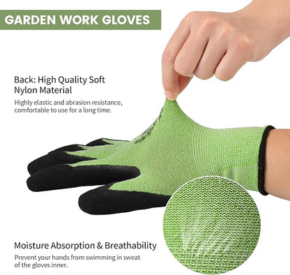 Pleneal Gardening Gloves for Women Men - 6/3 Pairs Garden Gloves with Grip, Latex Coated Working Glove, Medium Size